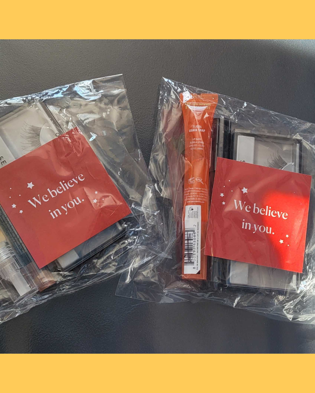 cosmetics packaged with red packaging.