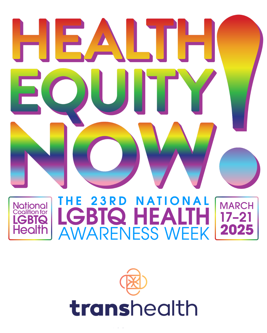 A white background, at the top in large rainbow colored font it reads, 