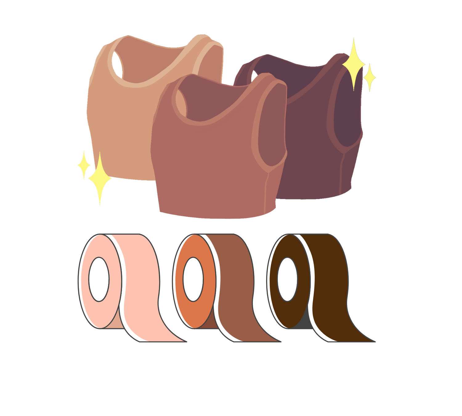 Brown binders and brown tape.