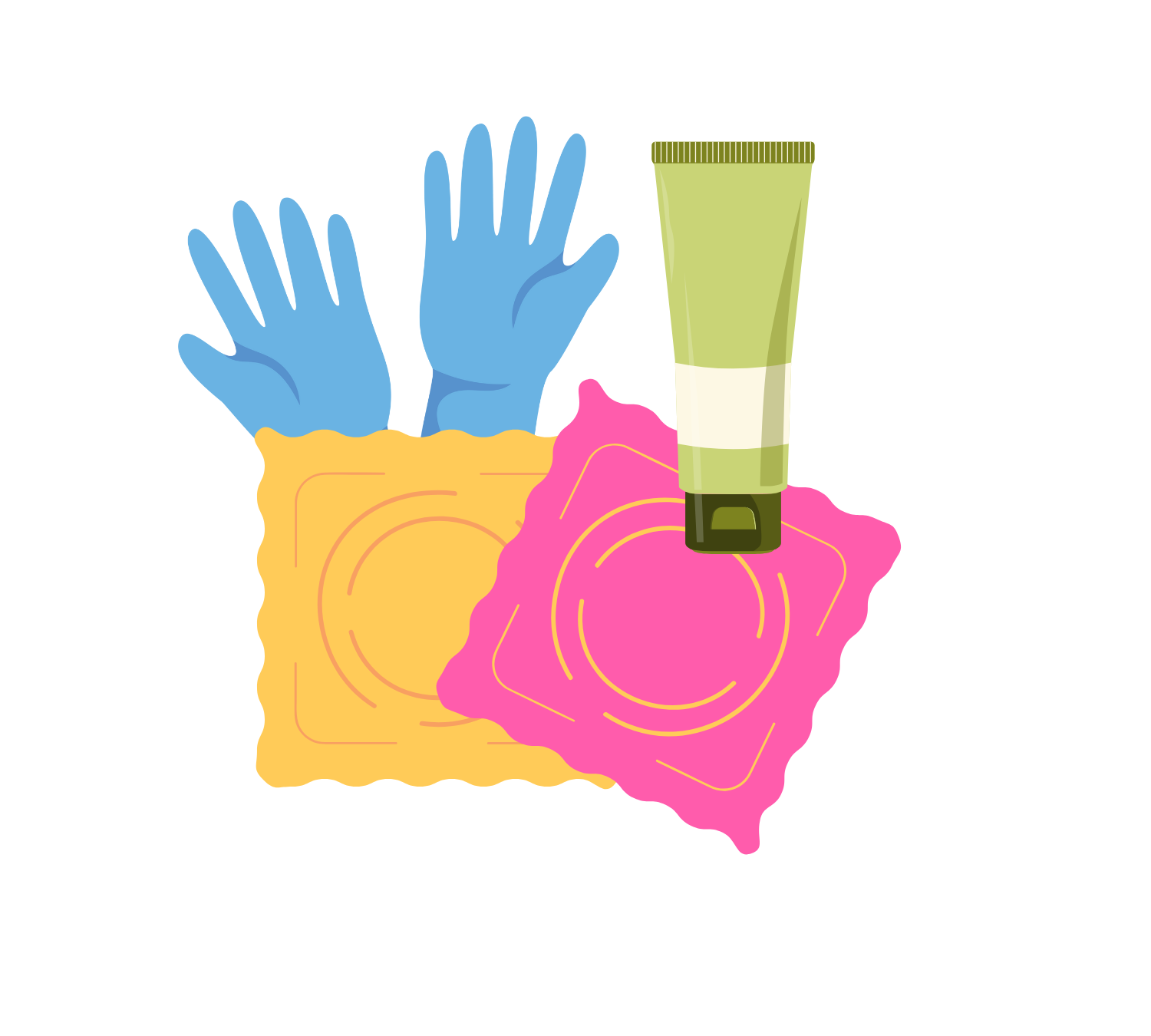 Colorful safer sex supplies