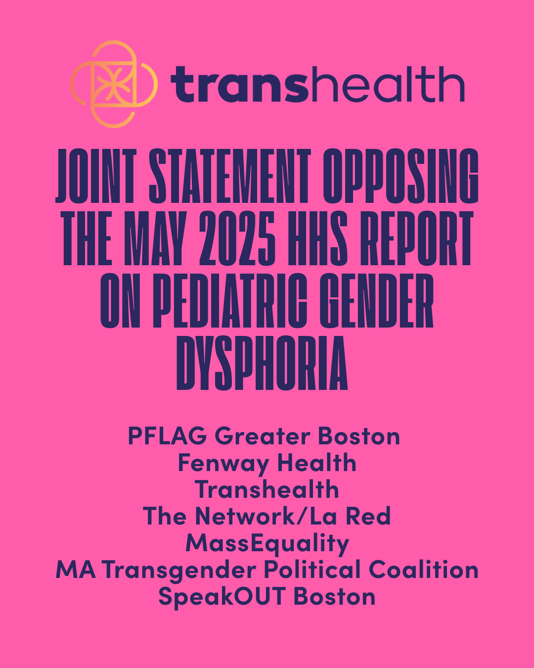 A pink background image with the transhealth logo at the top, it reads, 